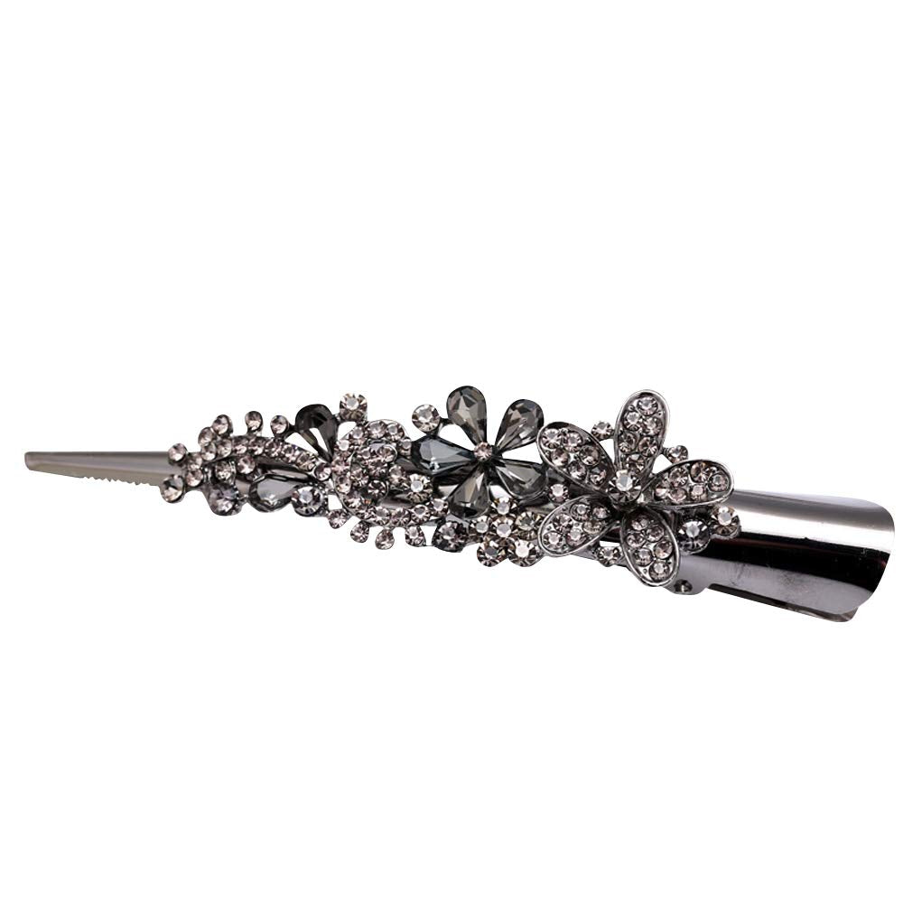 Large Double Row Teeth Metal Duck Bill Clips Hair Clips Rhinestone Flower Hair Barrettes with Teeth Hair Pins Hair Slide Stylish for Women Girl Hair Beauty & Personal Care DAONACO