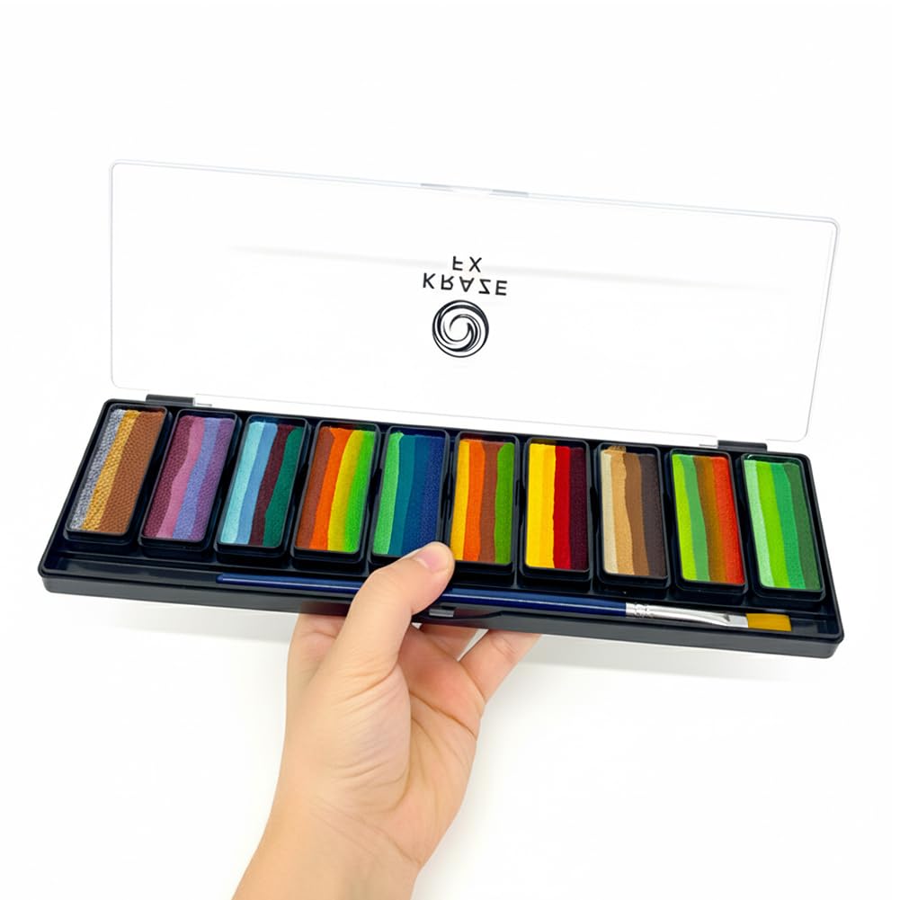 Kraze FX Peaks Face Paint Palette by Tamina Mohammed - 10 Colors Professional Split Cake Set - 3/4" Travel Size Cakes - Metallic & Earth Tones Beauty & Personal Care Kraze FX