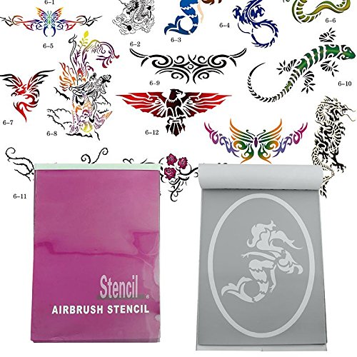 Super Big Patterns Airbrush Stencils for Temporary Tattoo Body Art Painting Booklet Beauty & Personal Care the egalleria