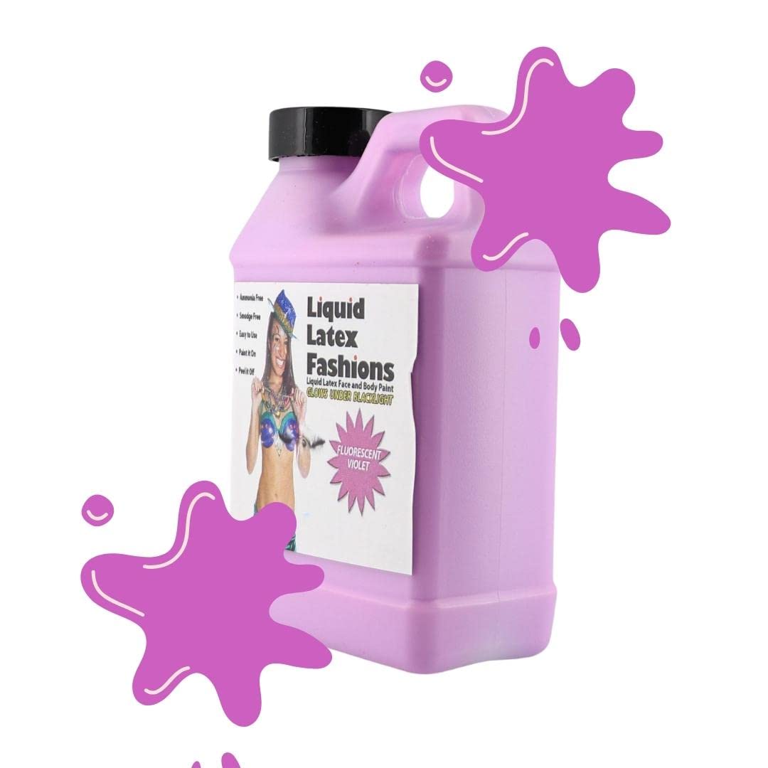 Fluorescent Violet 8 Oz - Liquid Latex Face and Body Paint, Black Light UV Reactive GLOW, Ammonia Free, Perfect for Halloween Costume, Cosplay Beauty & Personal Care Liquid Latex Fashions