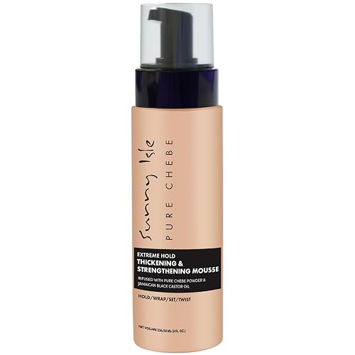 Sunny Isle Chebe Extreme Hold Thickening & Strengthening Mousse - Infused with African Chebe Powder, Jamaican Black Castor Oil - 8oz Beauty & Personal Care Sunny Isle