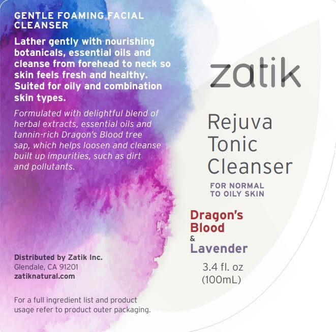 Zatik Naturals - Rejuva Tonic Cleanser with Dragon’s Blood and Lavender, Vegan, Non GMO, Free of Gluten, Soy and Alcohol, pH Balanced, Biodegradable Beauty and Personal Care Zatik