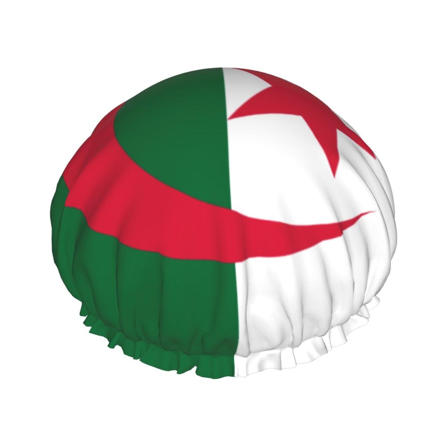 Algeria Flag Prints Shower Cap Double Layer Lined Waterproof Bathing Shower Hat Beauty and Personal Care Hayyett