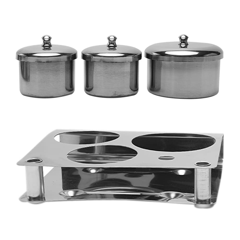 3PCS Professional Stainless Steel Acrylic Nail Tips Cup Dappen Dish Liquid Powder Holder Container Nail Art Equipment Tools (Silver) Beauty & Personal Care LVOERTUIG