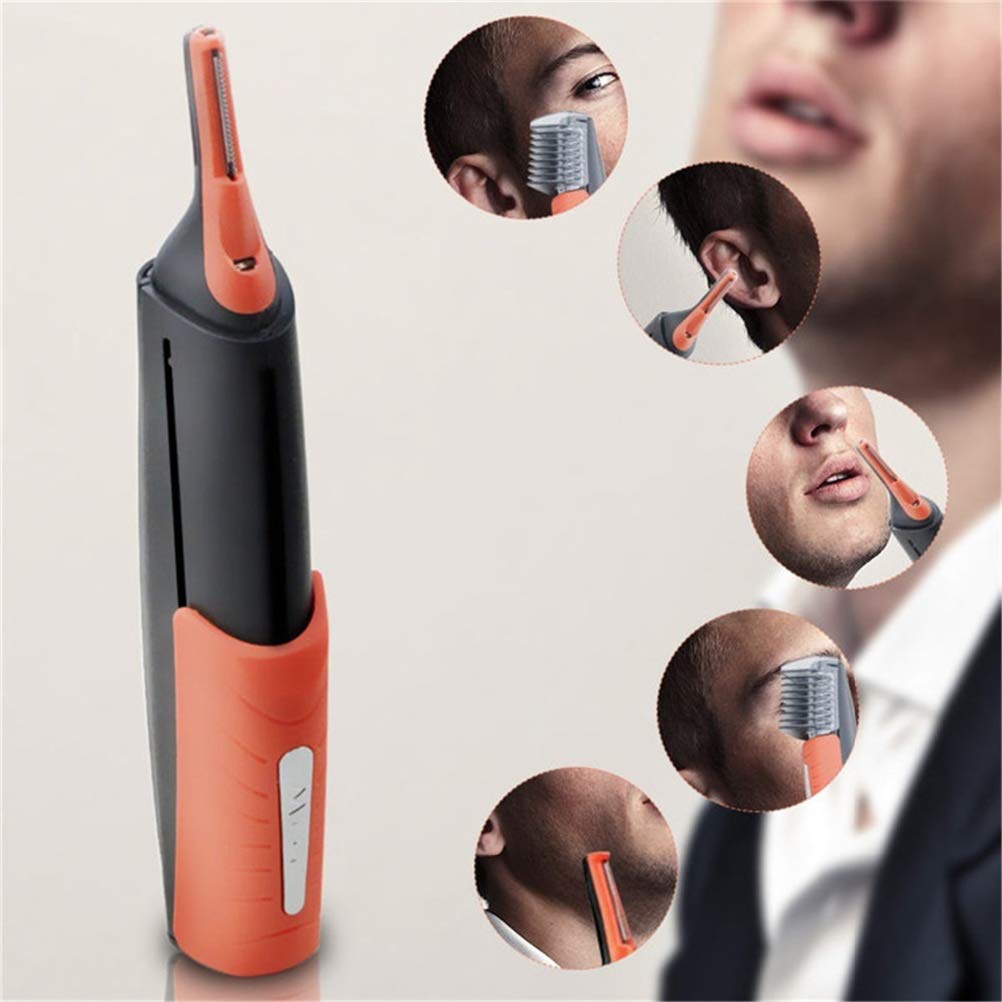 Mrisata Electric Nose Hair Trimmer Multi Functional LED Light Nose Ear Eyebrow Beard Trimmer for Men with Stainless Steel ABS Material 17cm (Orange) Beauty and Personal Care Mrisata