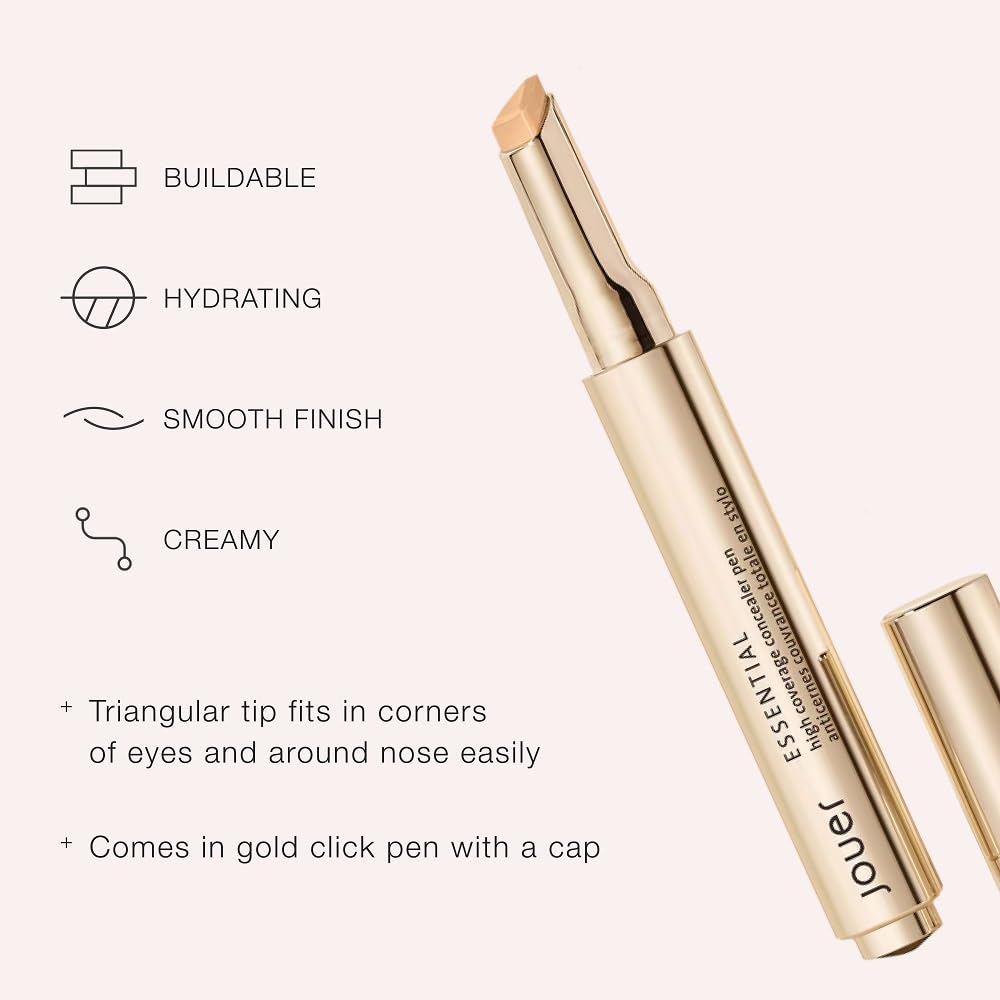 Jouer Essential High Coverage Crème Concealer Pen | Medium to Full Coverage | Healthy Ingredients | Paraben, Gluten & Cruelty Free | Vegan Friendly Beauty & Personal Care Jouer