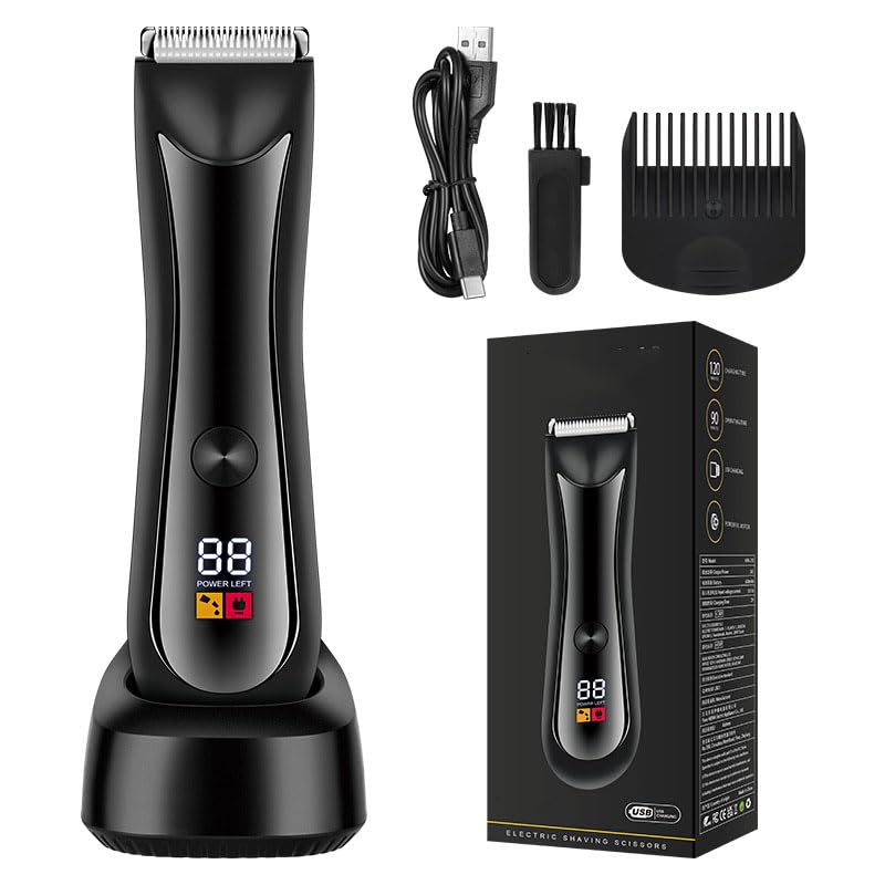 QDKVTNDJZ Body Hair Trimmer for Men, Pubic Groin for with Detachable Blade, Cordless Ball Shaver w/Light, Charging Dock, Waterproof Chest Arm Back Leg Beauty and Personal Care QDKVTNDJZ