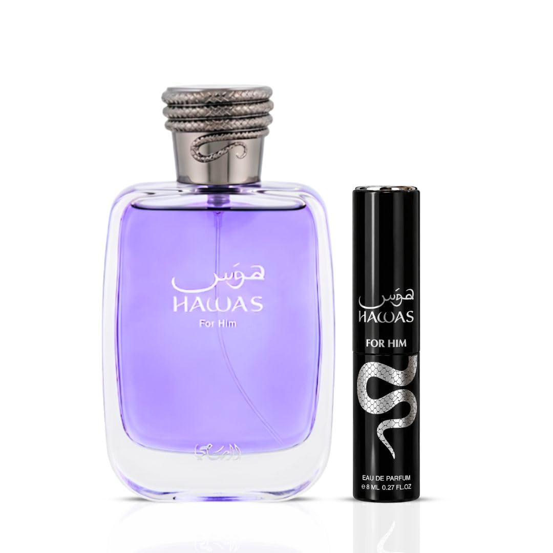 RASASI Hawas for Men - 2 Pc Gift Set 3.38oz EDP Spray, 0.27oz EDP Spray (Mini)