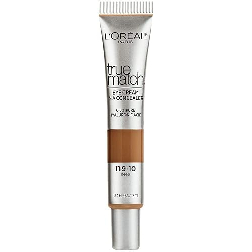 L’Oréal Paris True Match Eye Cream in a Concealer, 0.5% hyaluronic acid, Deep N9-10, 0.4 fl. oz. Beauty & Personal Care L'Oreal Paris
