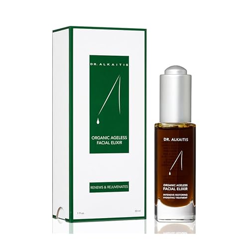 Dr. Alkaitis Organic Ageless Facial Elixir - Moisturizing Serum - Ayurvedic Herbs, Rare Oils, Superfoods - Luxury Cellular Renewal (1 fl oz | 30ml) Beauty & Personal Care DR. ALKAITIS