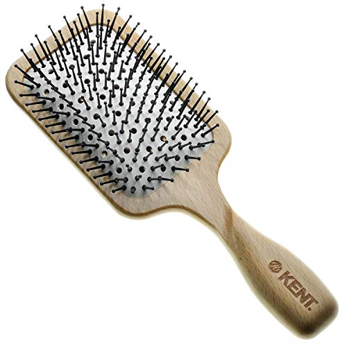 Kent LPF2 Large Cushion Paddle Hair Brush, Vented Taming Fine Pins Detangle Brush for Long Thick and Curly Hair, Scalp Massager and Growth Stimulator