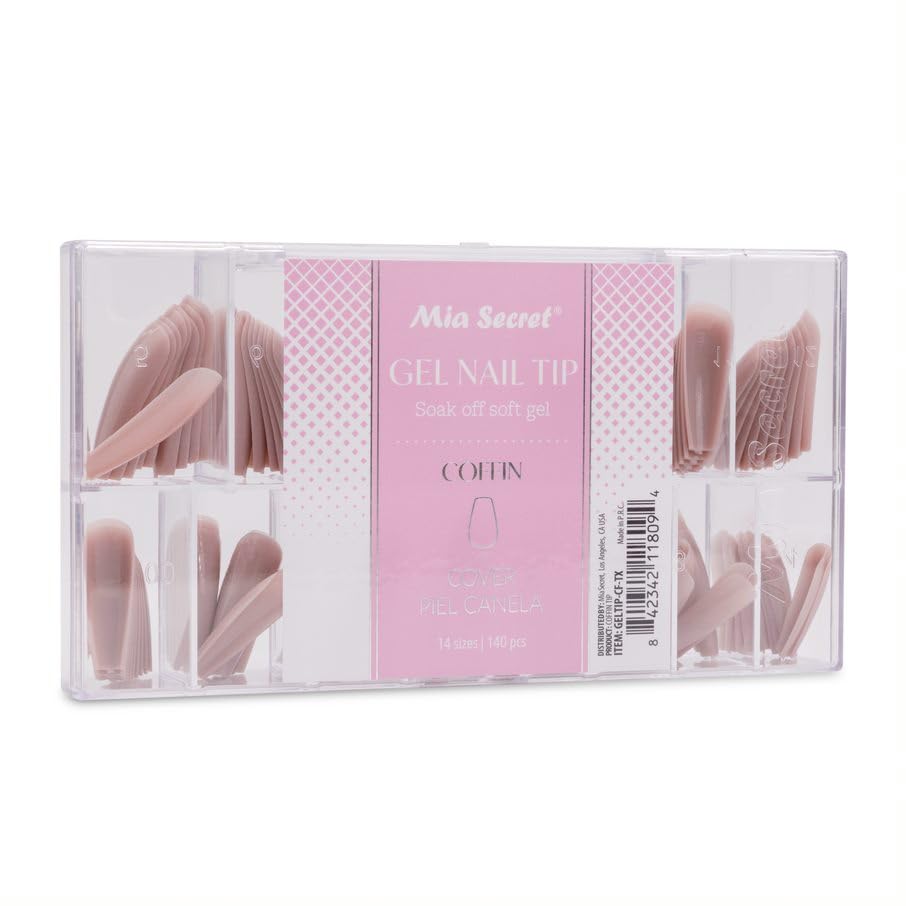 Mia Secret Soak off Soft Gel Nail Tip MADE IN USA for Salon and DIY (Cover Piel Canela, Coffin)