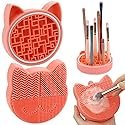 Makeup Brush Cleaning Mat with Drying Holder for Sink-Silicone Washing Cosmetic Brush Cleaner Pad (Orange) Beauty & Personal Care Mygeromon