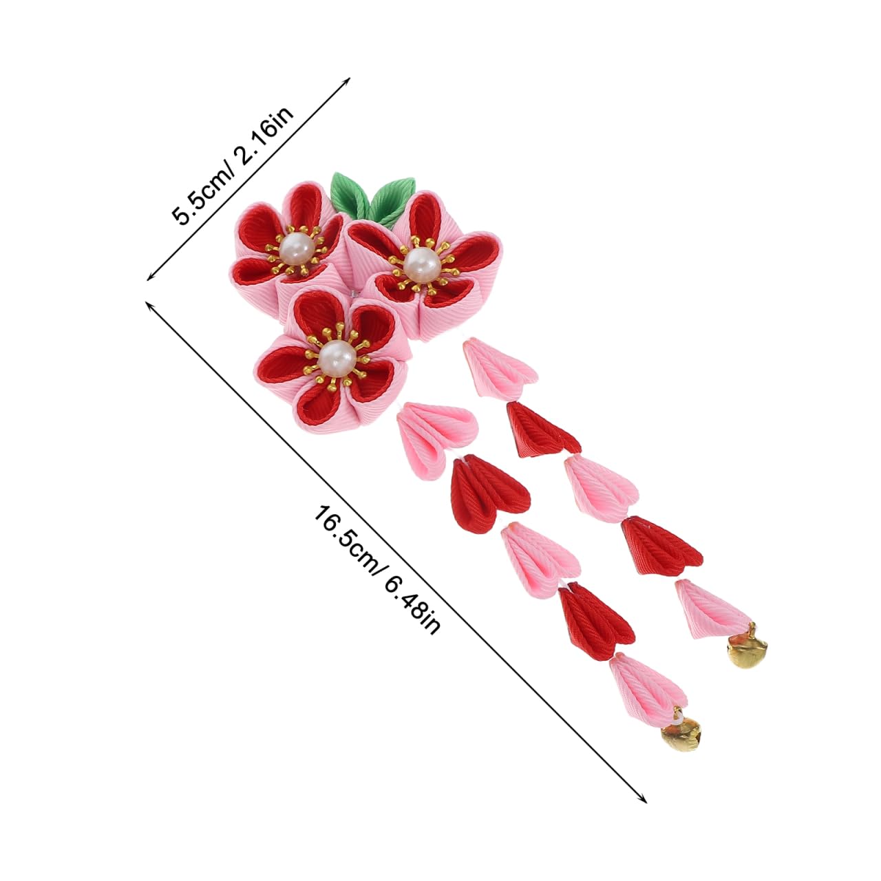 2pcs Womens Girls Kimono Traditional Tsumami Kanzashi Outfit Wedding Japanese Asian Yukata Hair Tie Flower Floral Fan Barrette Clip (Pink/Red Beauty & Personal Care Amosfun