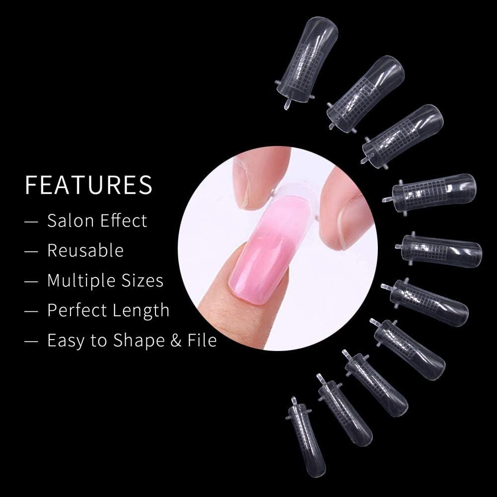 EBANKU 100 PCS Clear Nail Extension Form Tips Dual Nail Mold Full Cover UV Polygel Gel Tools Acrylic Nail System Forms Set with Black Dual-Ended Beauty & Personal Care EBANKU