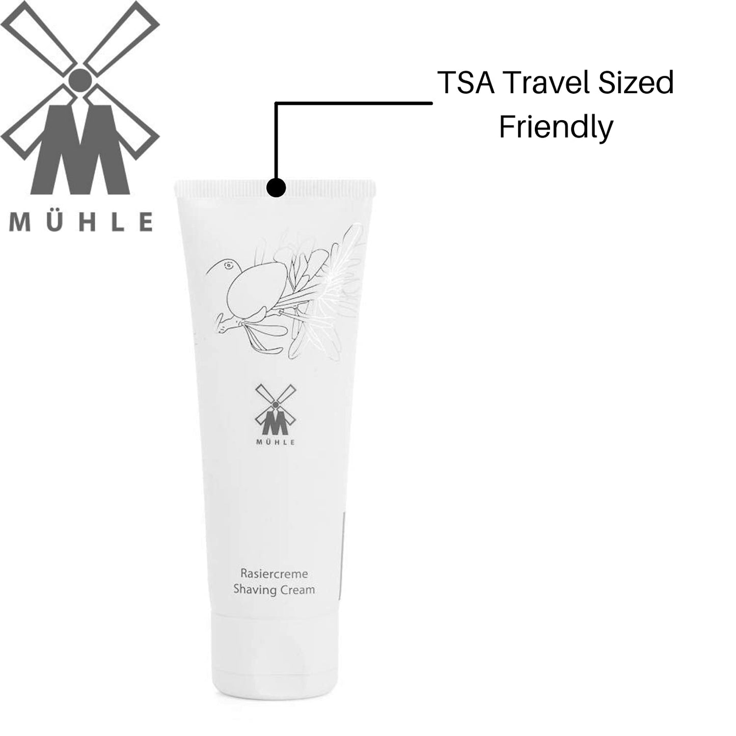 MÜHLE Organic Shaving Cream - Natural Shaving Cream with Argan Oil & other Essential Oils - TSA Travel Size Friendly - BDIH Certified - 100% Vegan Beauty and Personal Care MÜHLE