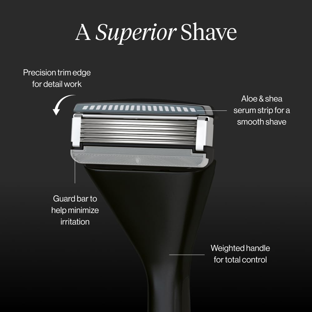 House of Atlas, Razors for Men - Mens Razors for Shaving with Handle, 2 Razor Blade Refills, & Shower Hook, 5-blade Precision Trim Edge, Smooth Close Beauty and Personal Care House of Atlas