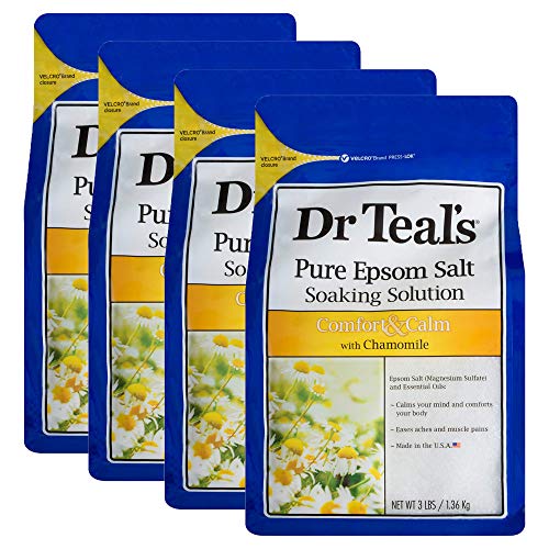 Dr. Teal's Comfort & Calm Bath Soak Gift Set (4 Pack, 3lbs Ea.) - Chamomile Essential Oils Blended with Pure Epsom Salt - Calm Your Mind & Body, Ease Beauty and Personal Care Dr Teal's