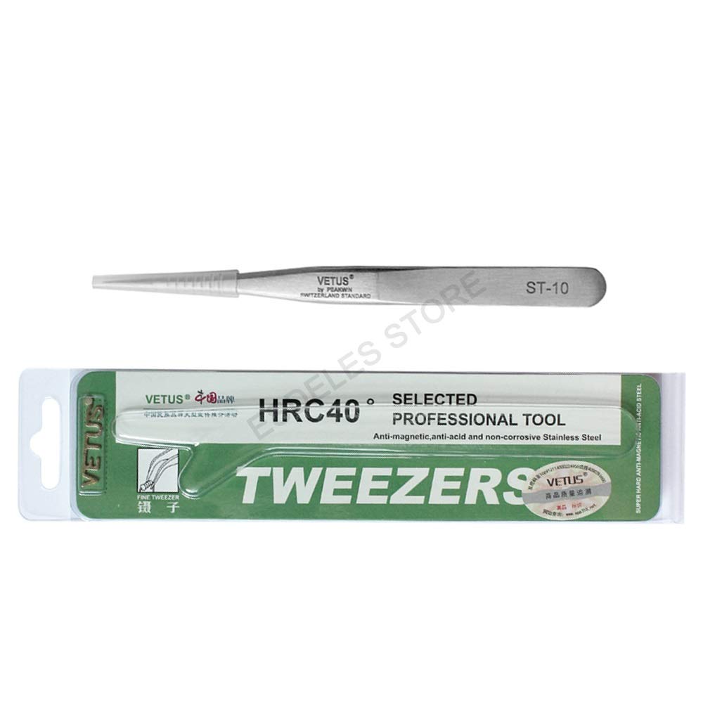 Vetus Tweezer Professional Tweezers Tool ST-10 Non-magnetic Stainless Steel Pointed Tip Beauty and Personal Care Vetus