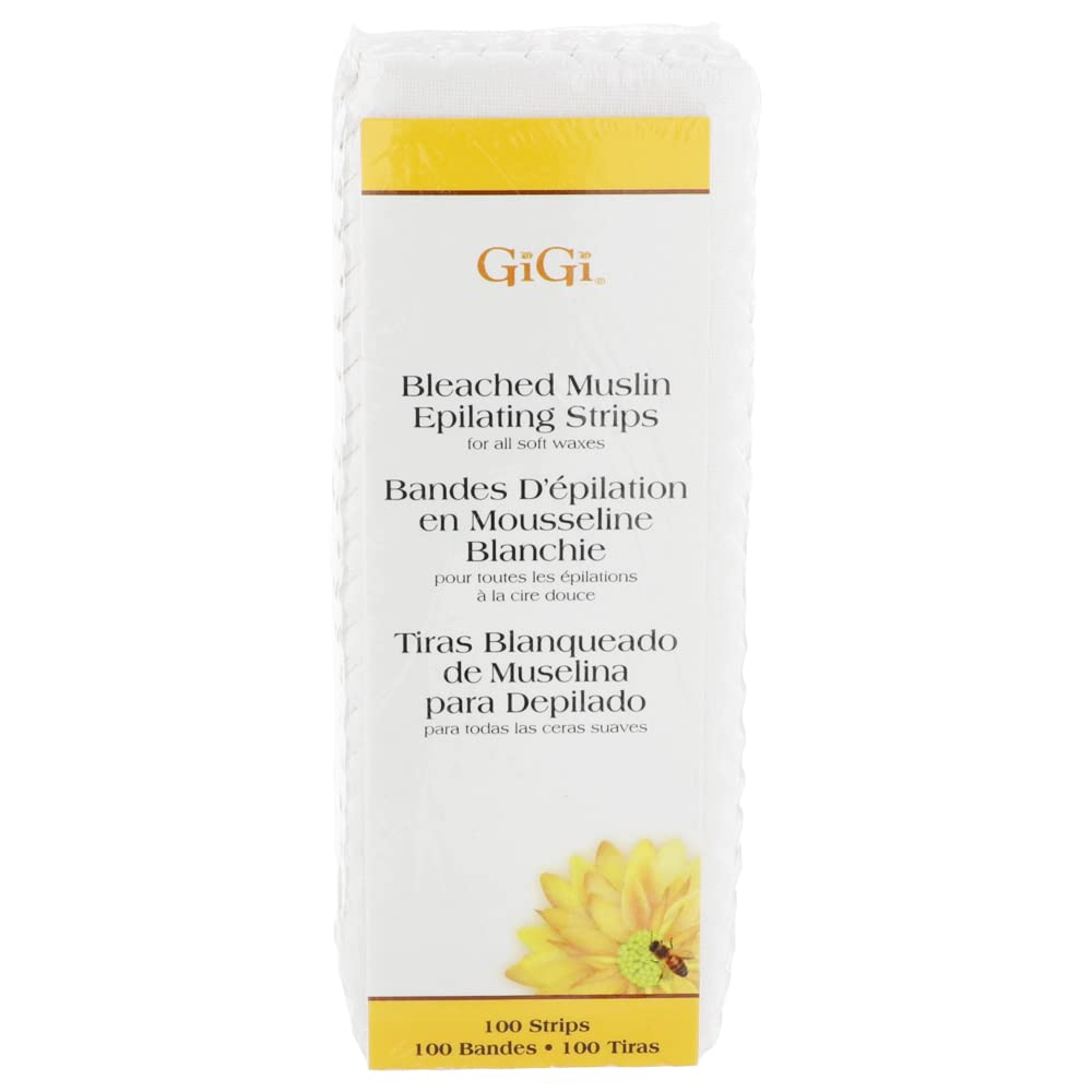 GiGi Bleached Muslin Wax Strips for Waxing - 100 Count Epilating Wax Strips for Hair Removal, Ideal for Facial and Body Waxing, Spa Use Beauty and Personal Care GIGI