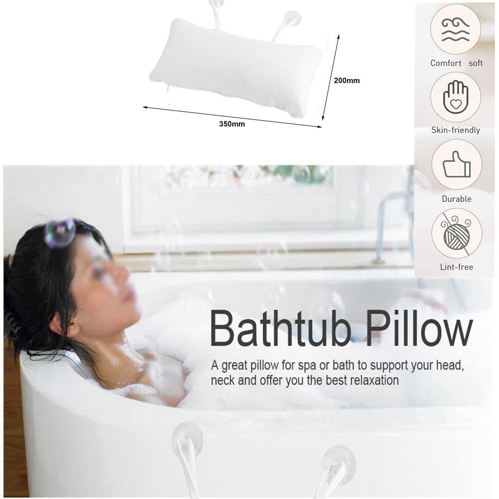Focket Bath Pillow,Non-Slip Soft PVC Inflated Bathtub Spa Pillow Bath Cushion with Suction Cups,Helps Support Neck for All Bathtub,Hot Tub, and Home Beauty and Personal Care Focket