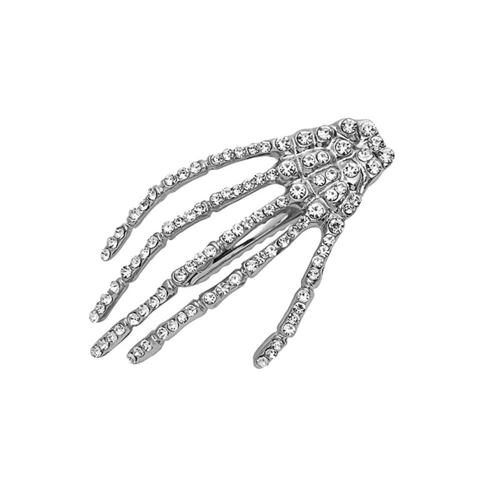 wekicici Skeleton Hand Rhinestone Hair Clip Punk Horror Skull Hairpin for Women and Girls Fashion Gothic Barrette Hair Accessories(2 pcs ), Silver Beauty & Personal Care wekicici