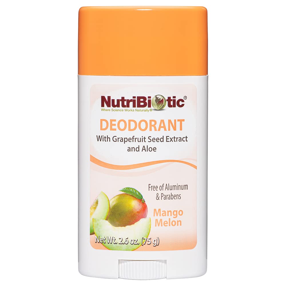 NutriBiotic Mango Melon Deodorant with GSE, 2.6 Ounce Stick - with Witch Hazel, Grapefruit Seed Extract, Aloe & Essential Oils - Vegan & Made without Beauty and Personal Care NutriBiotic