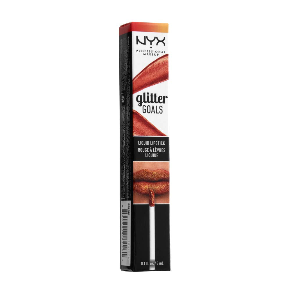 NYX PROFESSIONAL MAKEUP Glitter Goals Liquid Lipstick - Shimmy (Coral Orange With Gold Glitter) Beauty & Personal Care NYX PROFESSIONAL MAKEUP