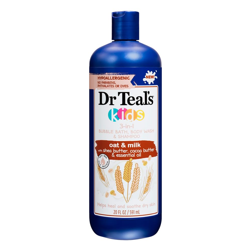 Dr Teal's Oat & Milk with Shea Butter, Cocoa Butter & Essential Oil 3-in-1 Bubble Bath, Body Wash, & Shampoo, 20 Fl Oz Beauty & Personal Care Dr Teal's
