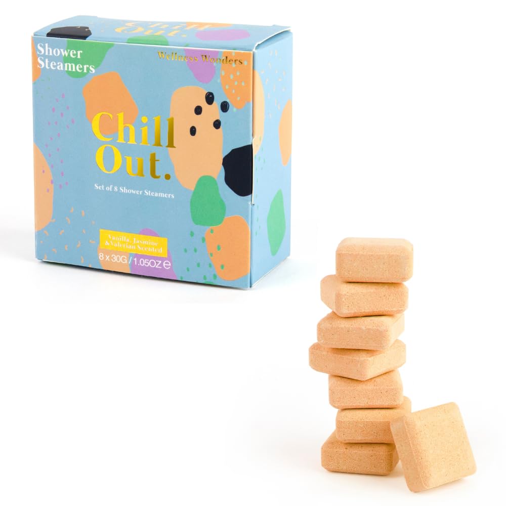 Gift Republic Chill Out Shower Steamers Vanilla & Jasmine Scented Aromatherapy Pack of 8 Bombs Pampering Set Adult Teen Beauty and Personal Care Gift Republic