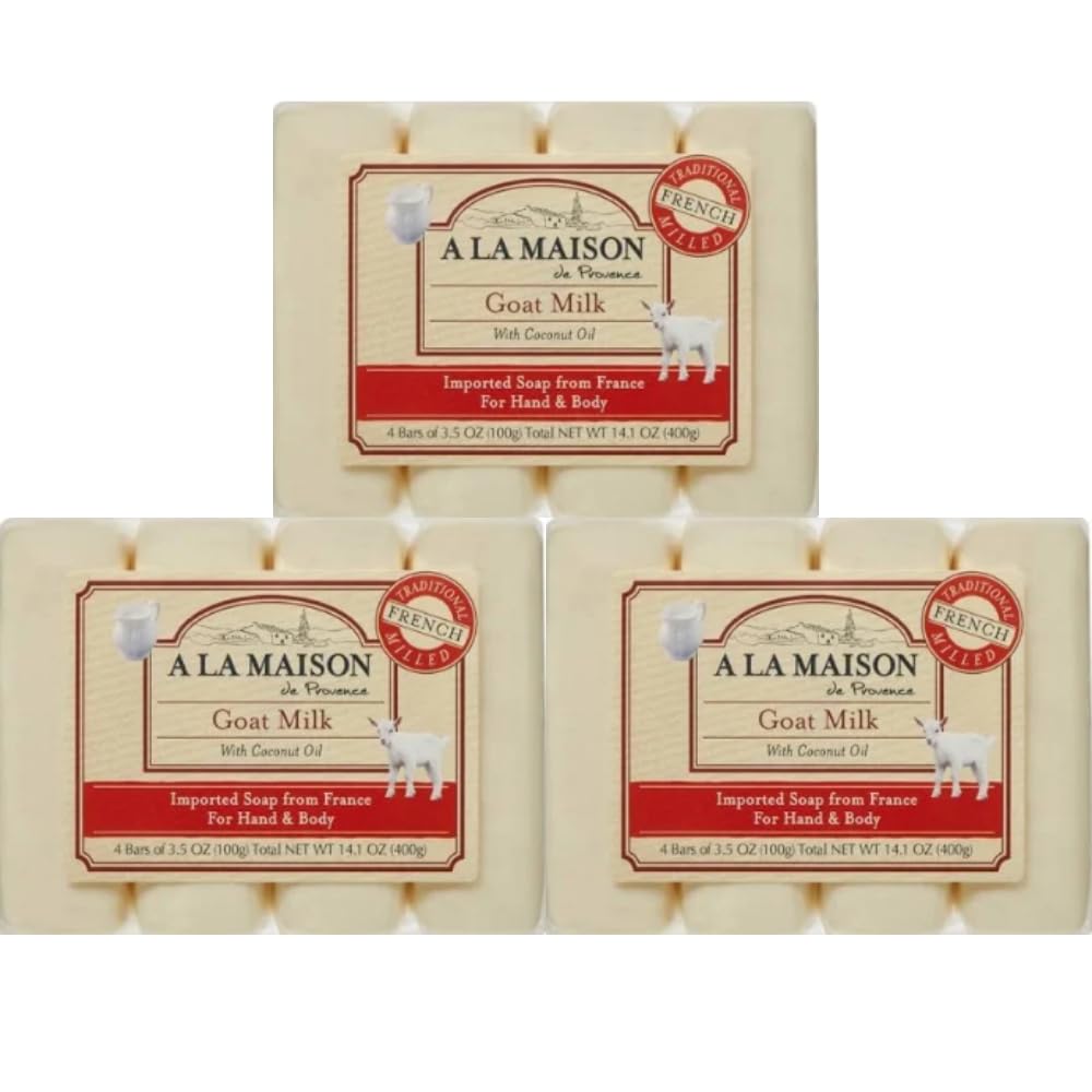 A LA MAISON Goat Milk Bar Soap - Triple French Milled Natural Moisturizing Hand Soap Bar (12 Bars of Soap, 3.5 oz) Beauty & Personal Care A LA MAISON