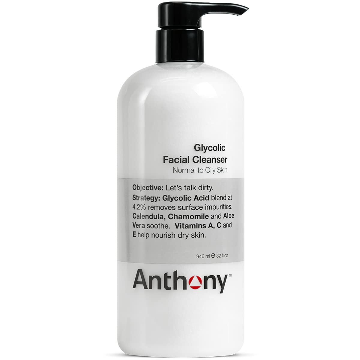 Anthony Glycolic Facial Cleanser for Men, Daily Exfoliating & Hydrating Face Wash, Shave Prep, Non-Foaming, Deep Cleansing, Gentle on Sensitive Skin Beauty & Personal Care Anthony