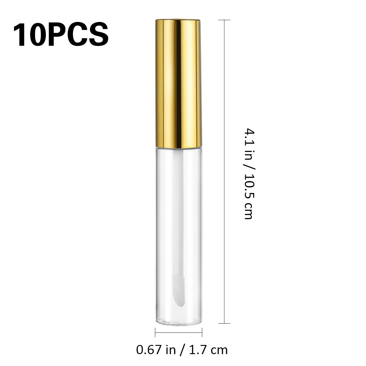 10pcs 10ml Lip Gloss Tubes Bulk with Wand Empty Plastic Lipstick Bottles Lip Gloss Container Cosmetic Supplies for Lipstick Samples DIY (Golden) Beauty & Personal Care Lurrose