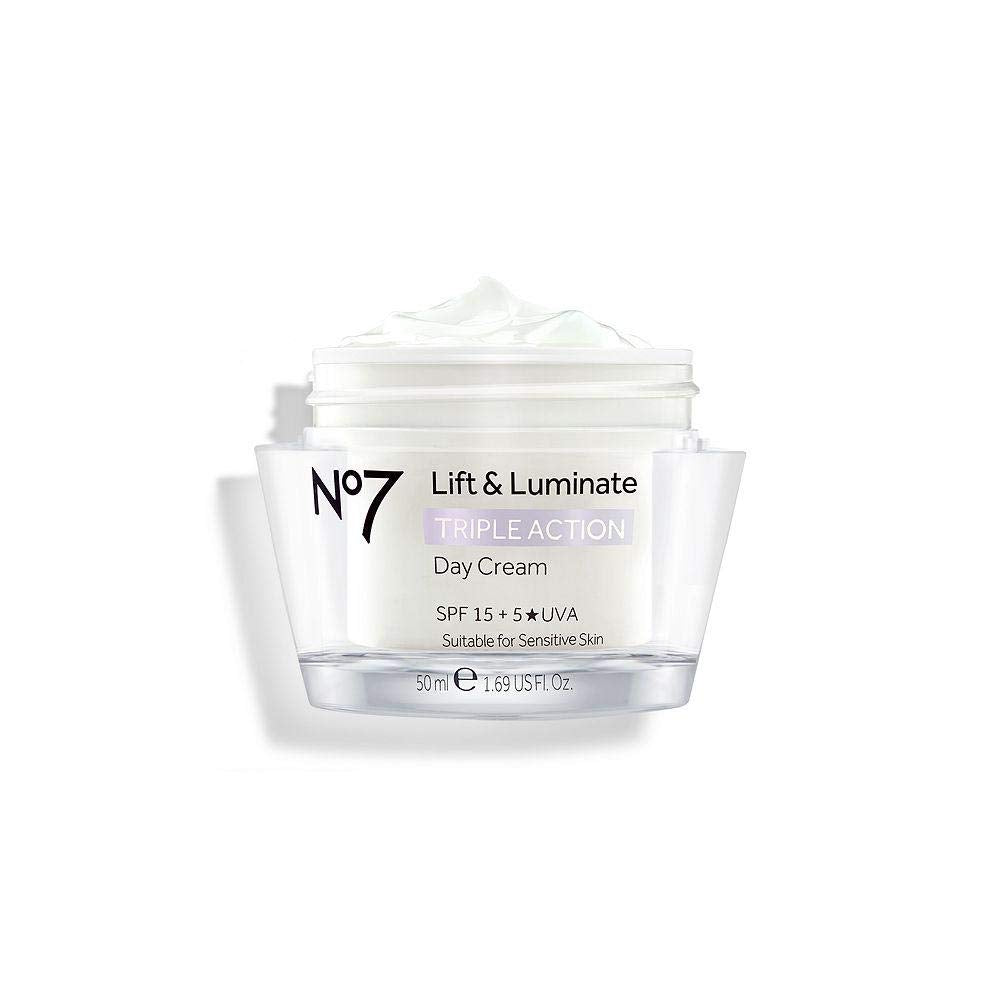 No7 Lift & Luminate Triple Action Day Cream SPF 30 - Broad Spectrum Anti Aging Face Cream - Hydrating Hibiscus Peptides & Hyaluronic Acid + Beauty & Personal Care No7