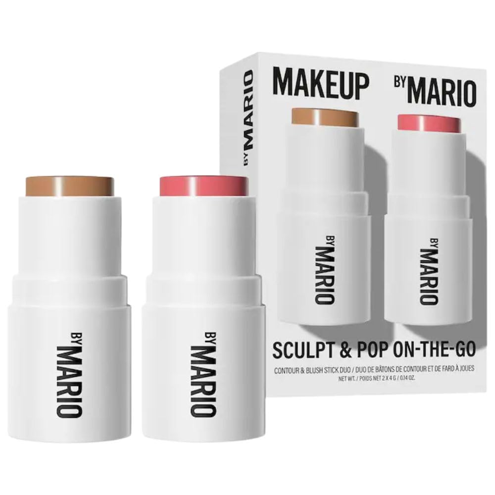 Makeup By Mario Sculpt & Pop On the Go Contour & Blush Stick Duo Makeup Gift Set - Light Medium & Sweet Pink