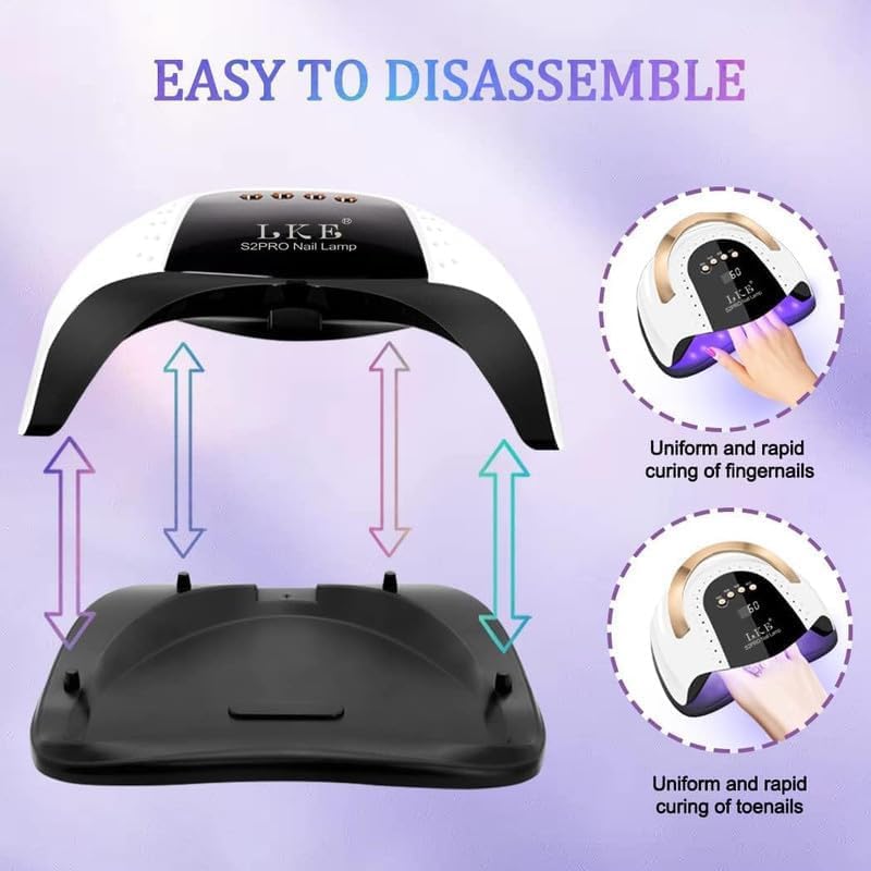 LKE 268W UV LED Nail Lamp for Pro Salon & Home Use with Auto-Sensor, White