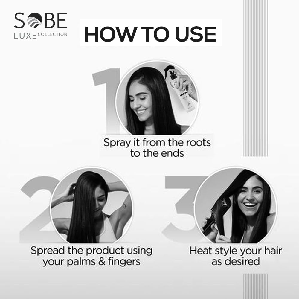 SOBE LUXE COLLECTION Heat Protectant Spray, 8 Fl Oz - Blow Dry, Thermal Styling For All Hair Types, Leaves Hair Shiny, Frizz-Free and Smooth Finish Beauty & Personal Care SOBE LUXE COLLECTION