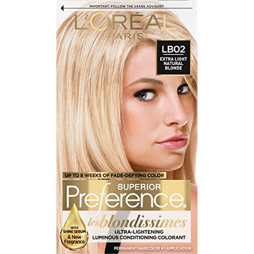 L'Oreal Paris Superior Preference Fade-Defying + Shine Permanent Hair Color, LB02 Extra Light Natural Blonde, Pack of 1, Hair Dye Beauty & Personal Care L'Oreal Paris