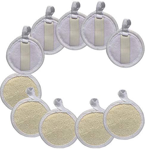 Loofah Sponge Exfoliating Facial Cleaning Pads,10 Packs Natural Loofa Face Scrubber Large Cleanser for Men Women Bath Spa Cleansing,3.15 Inches Dia Beauty and Personal Care Tegelrying