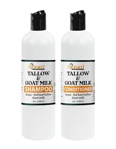 AJOMED Cosmetics Tallow and Goat Milk Shampoo and Conditioner - tallow Hair Hair Growth shampoo for Dry, Damaged hair - Silicone, Paraben, Sulfate Beauty & Personal Care AJOMED COSMETICS