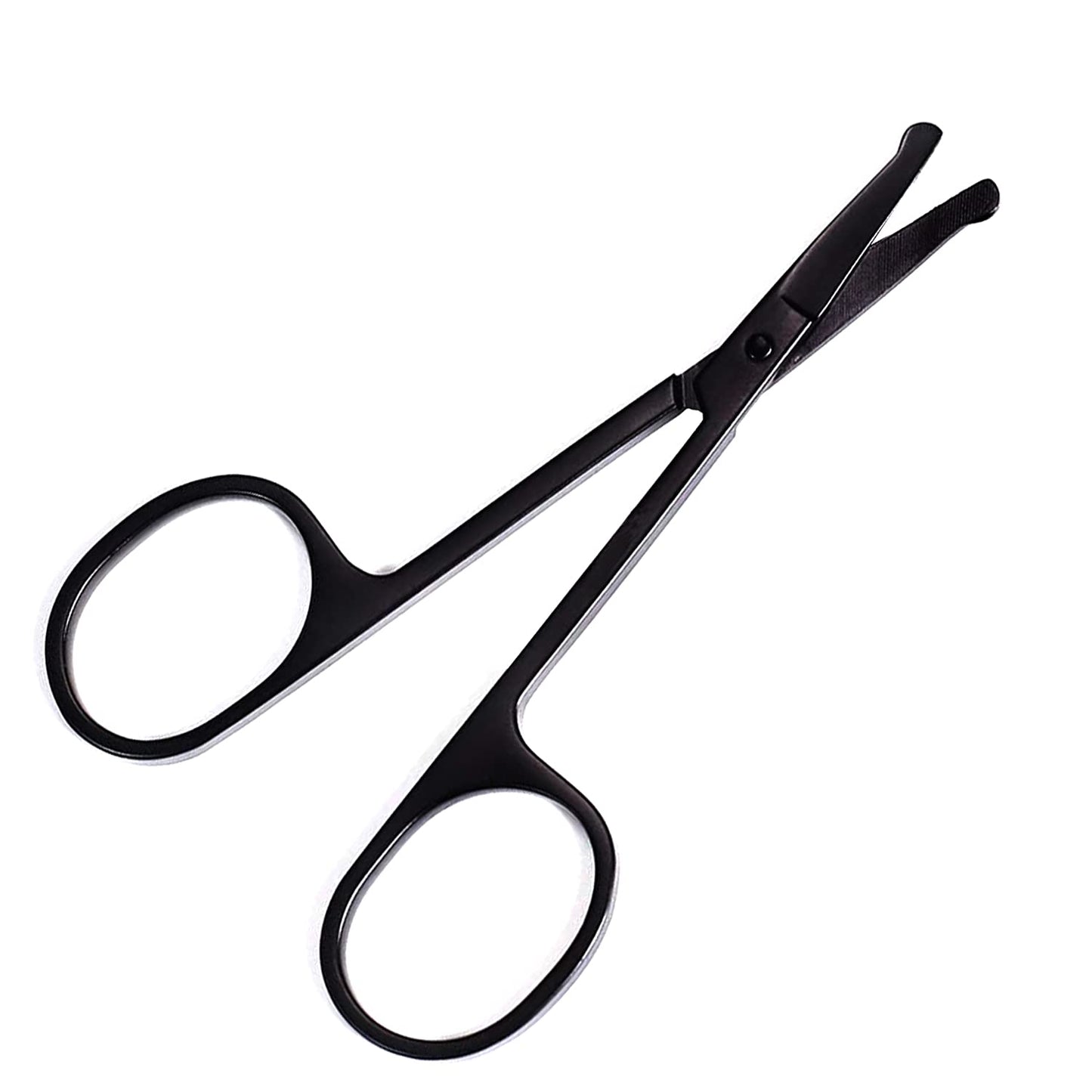 AAProTools Stainless Steel Rounded Nose Hair Eyebrow Beard Mustache Trimming Scissors Safety Grooming Trimmer Full Black Beauty and Personal Care AAProTools