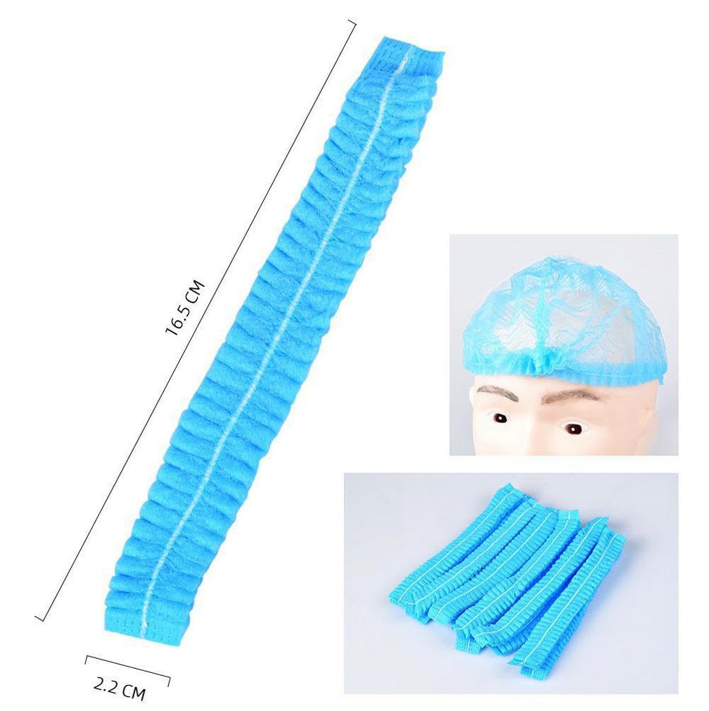 HOTWE Disposable Non-woven Caps, 100pcs Blue Elastic Hair Net for Catering, Salon, Spa, Shower, Bouffant Cap Head Cover for Labs, Workshop, Nursing Beauty and Personal Care HOTWE