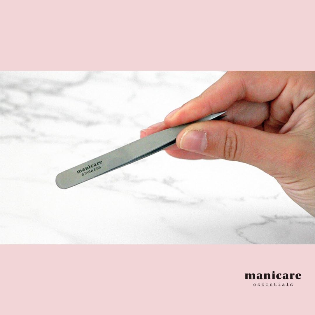 Manicare Point Tweezer - Surgical Grade Stainless Steel, Sharp Pointed Tips, Precision Plucking, Eyebrow Tweezing, Removes Unwanted Facial Hair Beauty and Personal Care Manicare