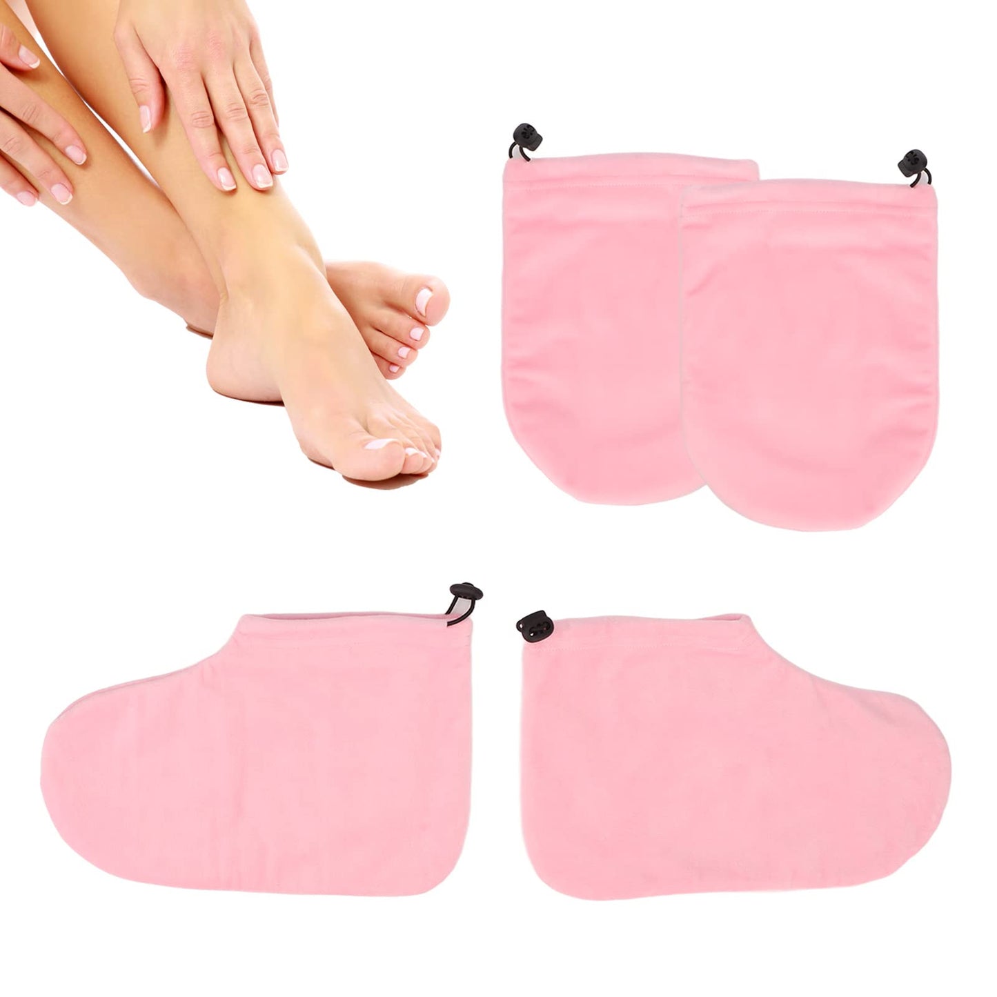 Paraffin Wax Gloves Booties for Women, Thermal Wax Treatment Mitts and Booties, Soft Lint SPA Hand Foot Care Set with Drawstring Closure for Home Beauty and Personal Care EAMWSA