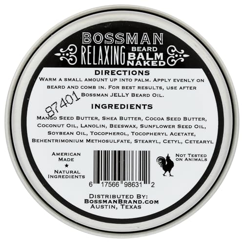 Bossman Relaxing Beard Balm for Men (Naked - Unscented) - Tames, Relaxes, Thickens & Softens for Ultimate Beard Care - Made in USA Beauty & Personal Care Bossman