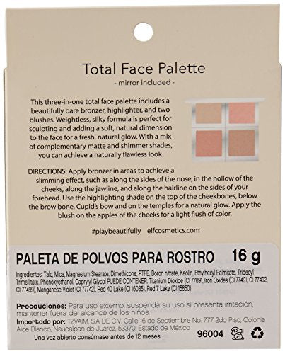 Elf 96004 Bb Total Face P Size .56 O Elf 96004 Beautifully Bare Total Face Palette 0.56oz Beauty & Personal Care e.l.f.