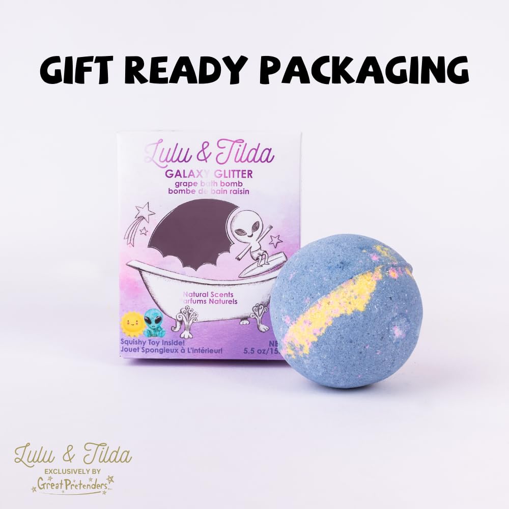 Great Pretenders Boxed Bath Bomb for Kids, 5.5 oz with Surprise squishie Inside (Galaxy Glitter - Grape) Beauty and Personal Care Great Pretenders