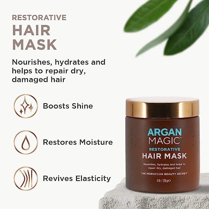 Argan Magic Restorative Hair Mask - Protein Rich Conditioning Hair Mask that Hydrates, Restores And Repairs Damaged Hair | Made in USA, Paraben Free Beauty & Personal Care Argan Magic