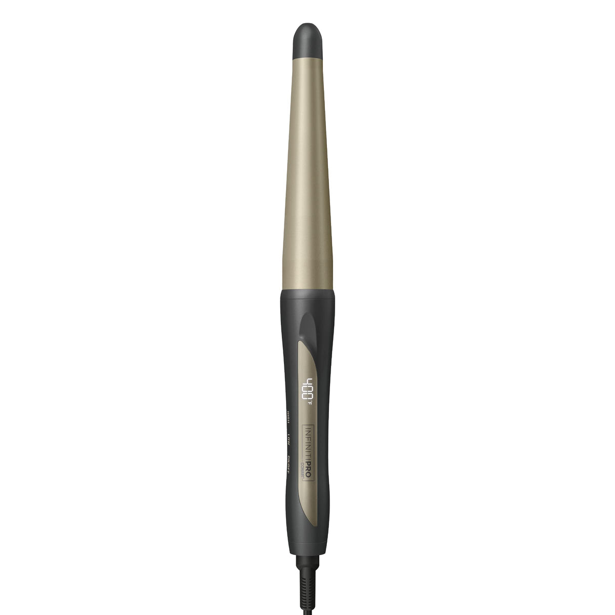 INFINITIPRO BY CONAIR Tourmaline Ceramic 1¼-Inch to ¾-Inch Tapered Curling Wand, Tapered Curling Wand Produces Beachy Waves, Dark Gray