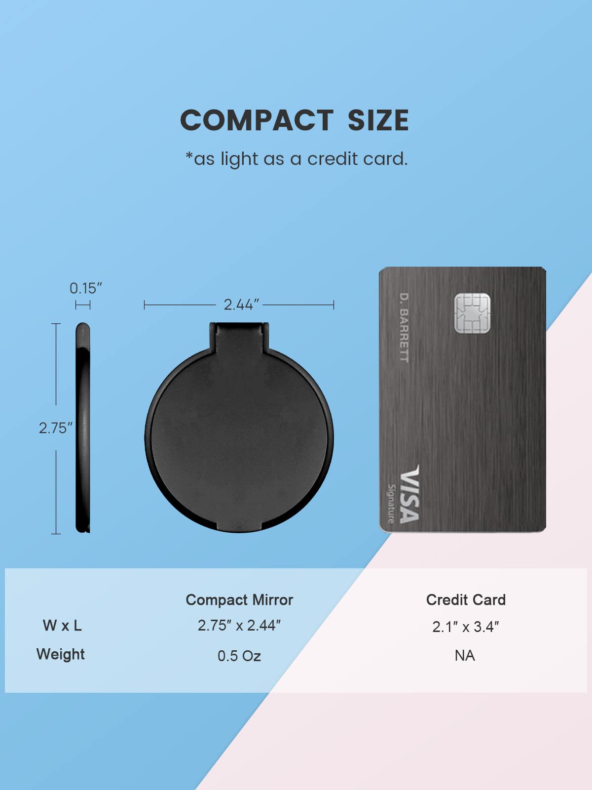 MOMIRA Compact Mirror Bulk Round Makeup Mirror for Purse, Set of 3, 2.6" L x 2.37" W (Black) Beauty & Personal Care MOMIRA